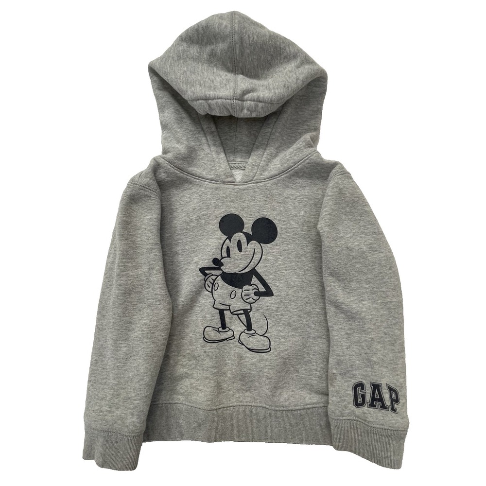 Gap Disney Toddler Mickey Mouse Pullover Hoodie Size 4T Gray Sleeve Logo
